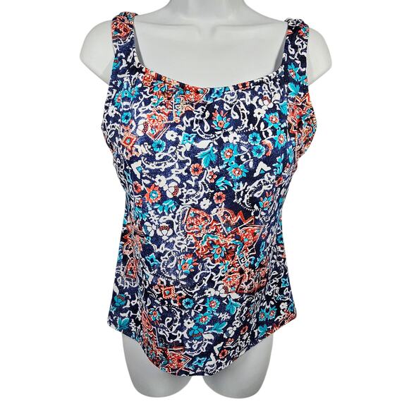 A & H Sportswear Co. Inc. Scoop Neck Tankini Top with Tummy Control Size 14 - Picture 1 of 10